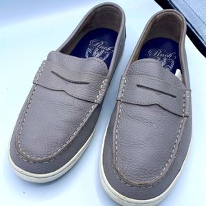 Cole Hann Grand OS Men’s Grey Stitched Slip On Leather Penny Loafers Size 9.5
